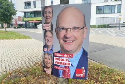 Wahlplakat zur Kommunalwahl 2021 in Wolfsburg