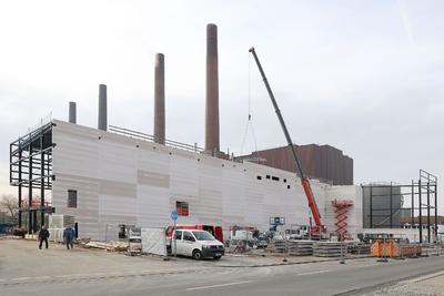 Baudokumentation der neuen Veranstaltungshalle 'Hafen 1' in der Autostadt in Wolfsburg