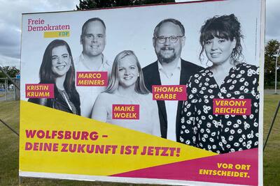 Wahlplakat zur Kommunalwahl 2021 in Wolfsburg