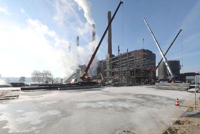 Baudokumentation der neuen Veranstaltungshalle 'Hafen 1' in der Autostadt in Wolfsburg