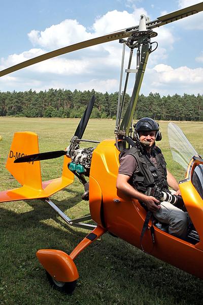 Kurz vor dem Start im Gyrocopter in Ummern