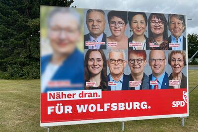 Wahlplakat zur Kommunalwahl 2021 in Wolfsburg